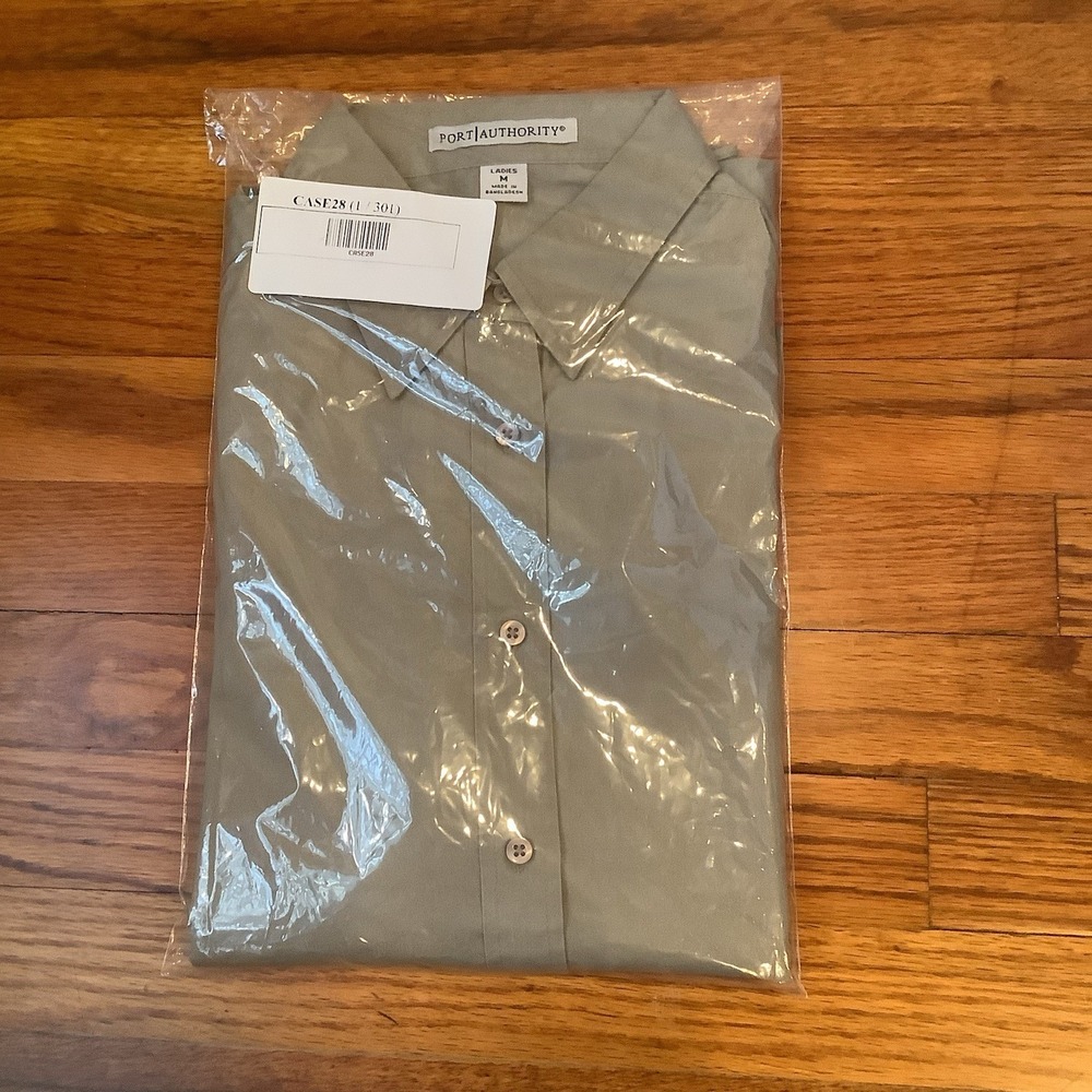 Port Authority Womens M Shirts Khaki Short Sleeve Button Down Workwear Uniform